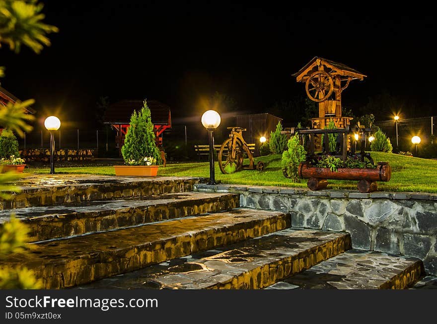 Vintage Place At Night, Transylvanian Village