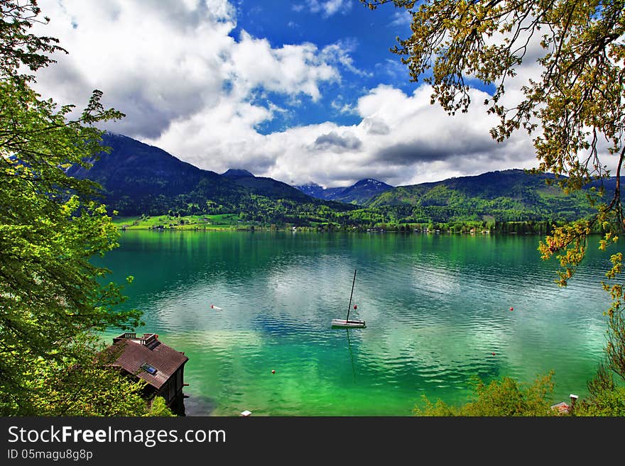 Crystal emerald lake st.Wolfgang, Austria. Crystal emerald lake st.Wolfgang, Austria