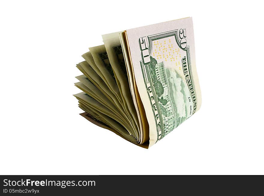 The isolated dollars on a white background