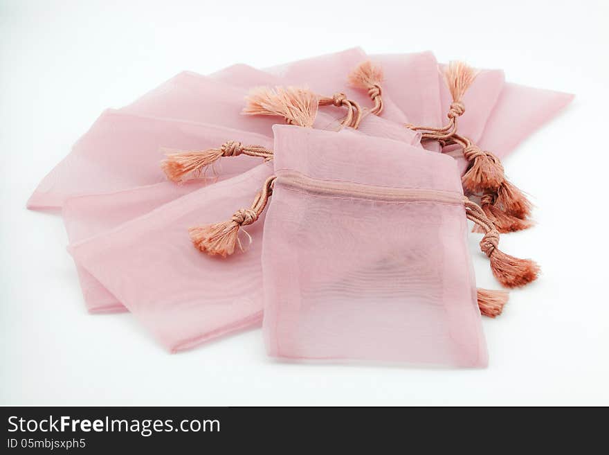 Pink souvenir bags, gift packaging for wedding ceremony