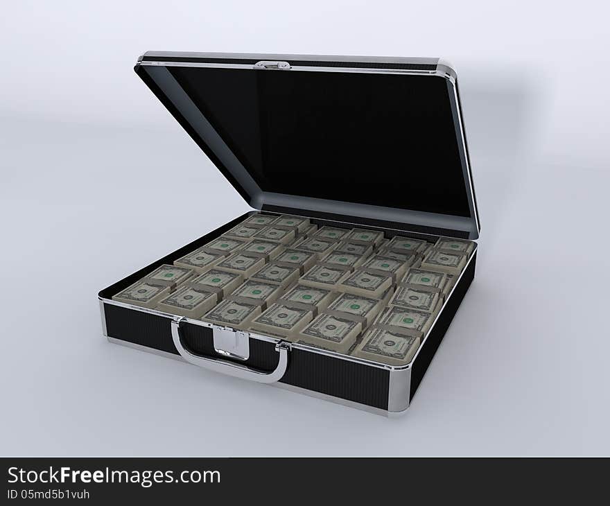 3D illustration rendering of Money Briefcase and Small Vault. 3D illustration rendering of Money Briefcase and Small Vault