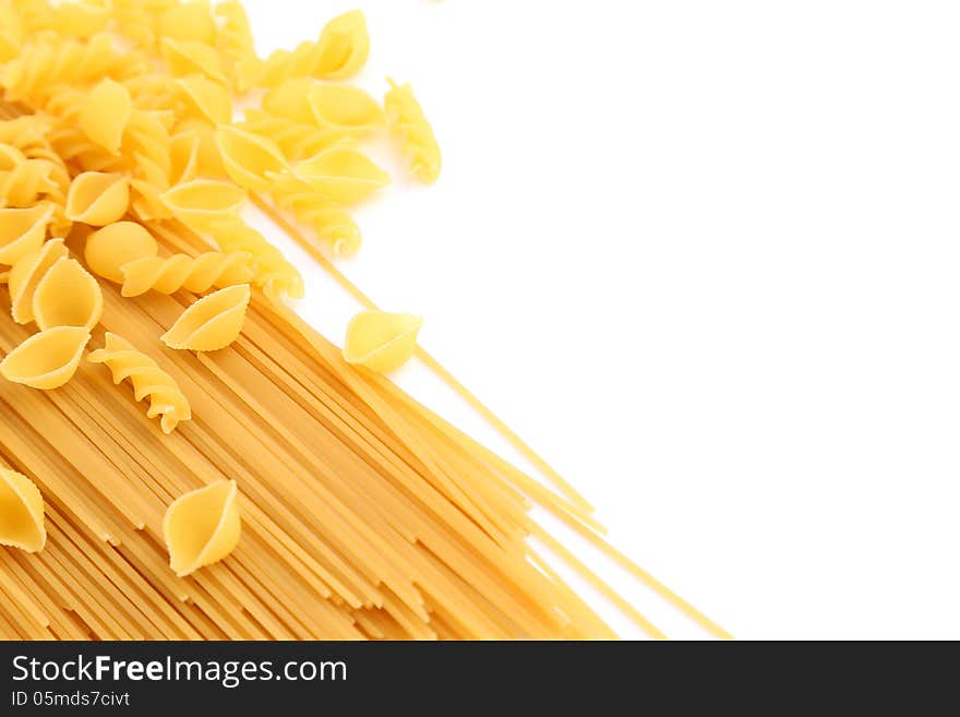 Frame Of Different Pasta And A White Background