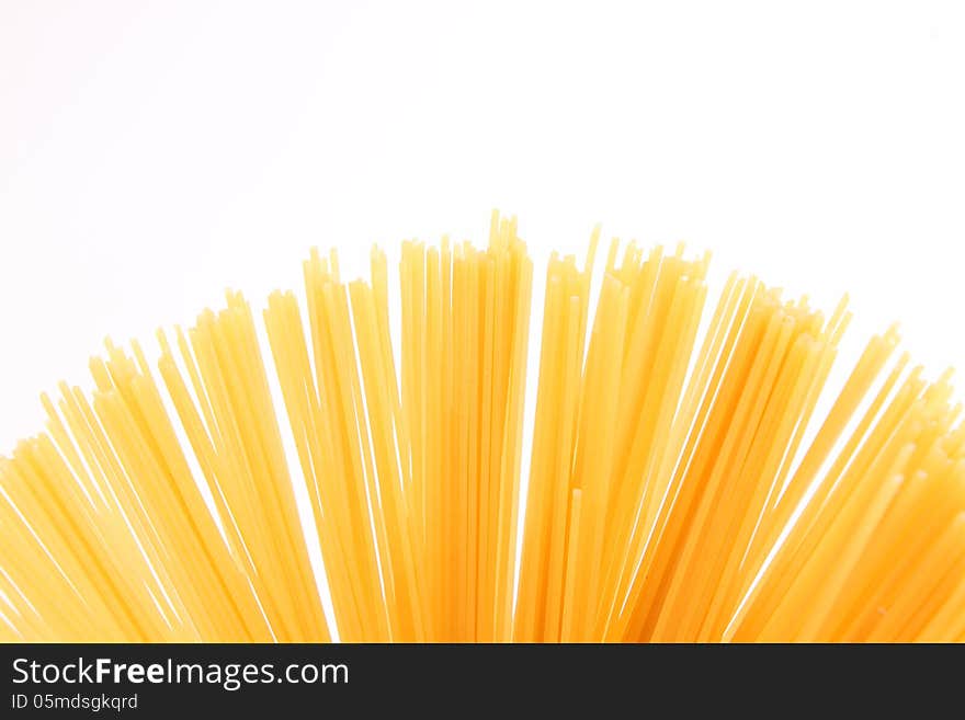 Fantail of spaghetti  isolated on white background