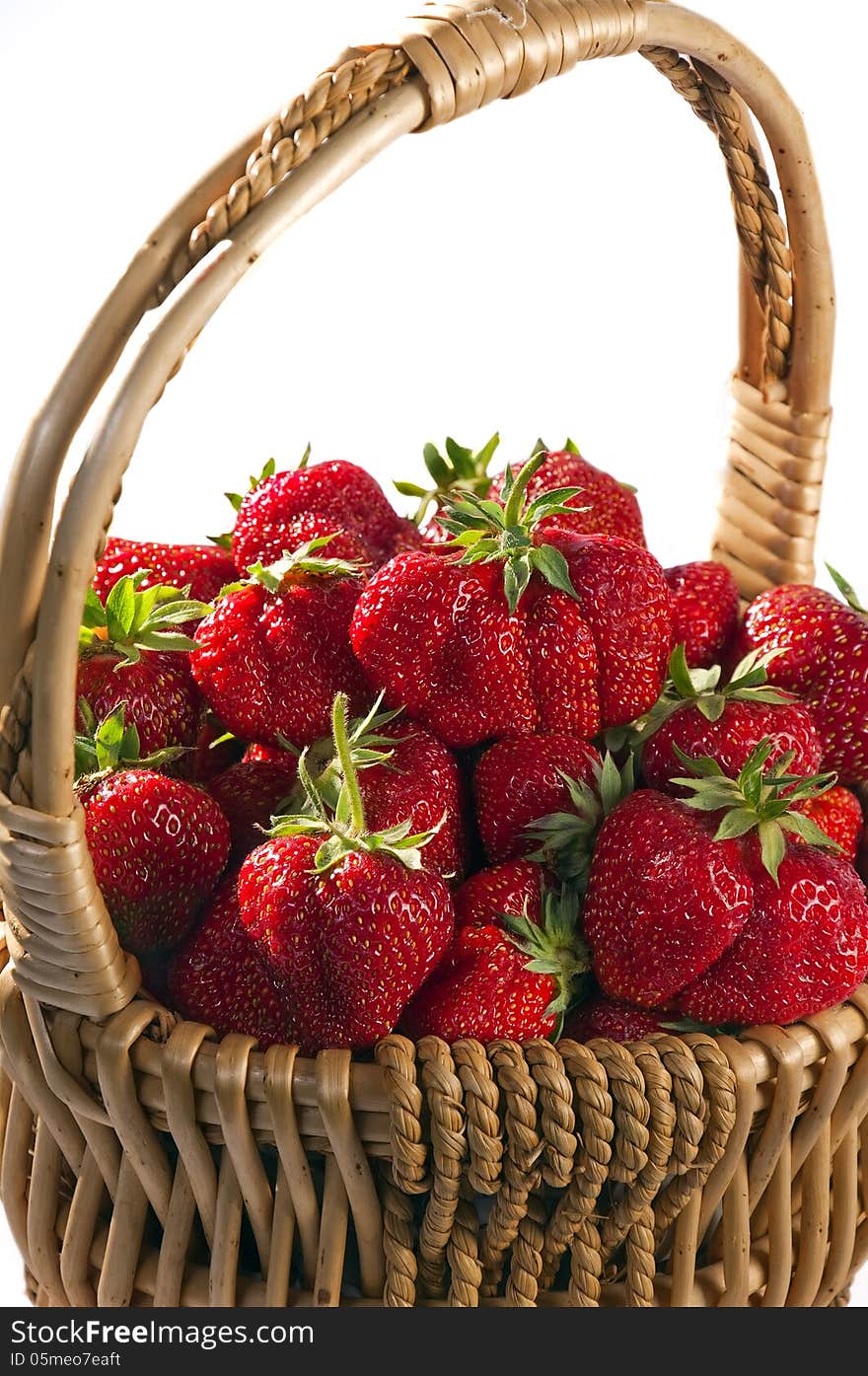 Natural large fresh strawberries in a basket