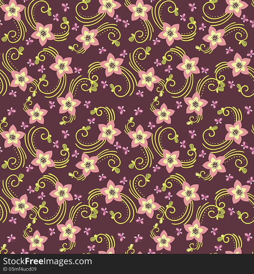 Vector seamless background with flowers. Vector seamless background with flowers