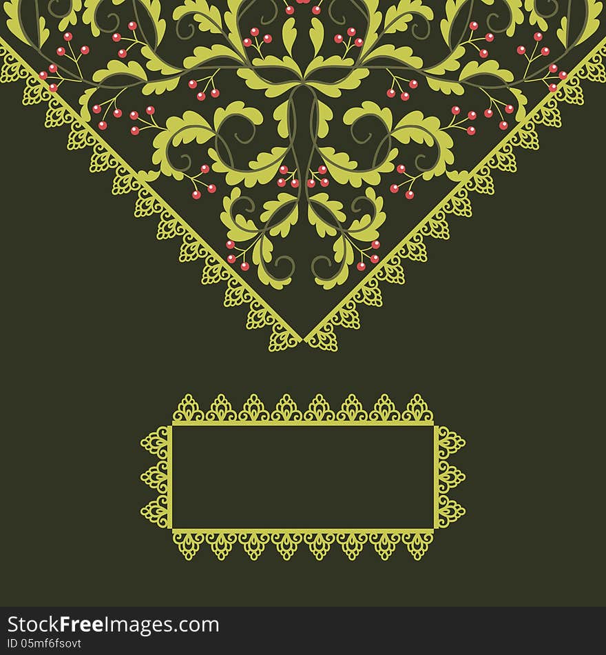 Vector frame with leaf and berries. Vector frame with leaf and berries