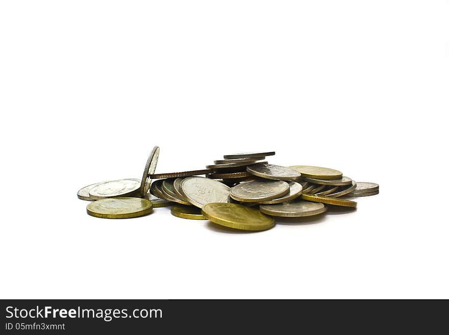 Stack of coins isolated on a white background