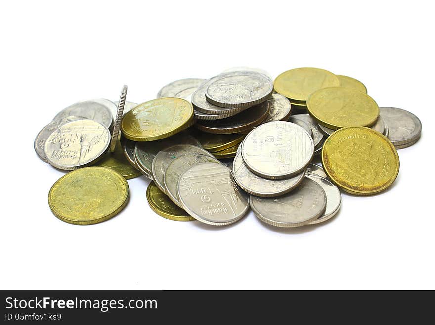 Stack of coins isolated on a white background