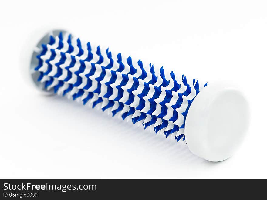 Blue and white hand massager