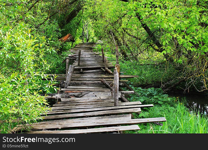 Dangerous wooden bridge