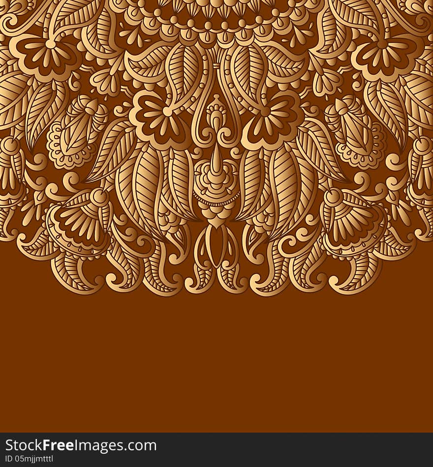 Vector illustration with vintage gold pattern for print, embroidery. Vector illustration with vintage gold pattern for print, embroidery.