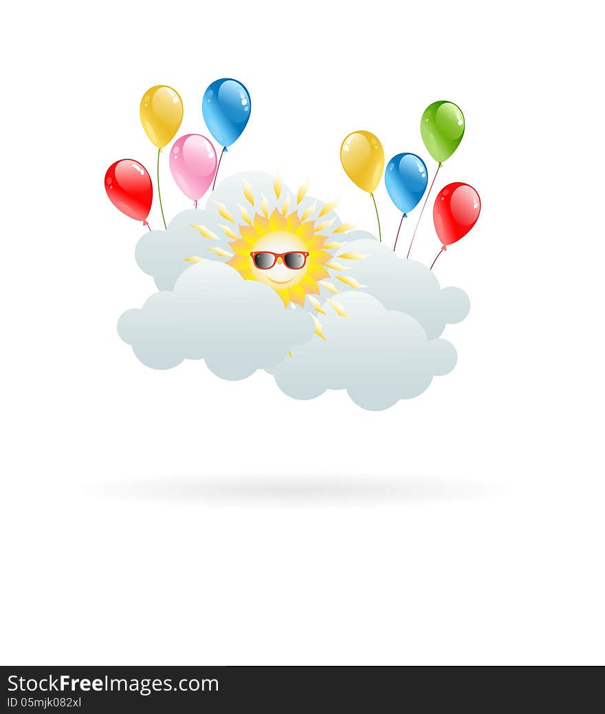 Sun in the clouds with balloons for your ideas. EPS 10. Sun in the clouds with balloons for your ideas. EPS 10