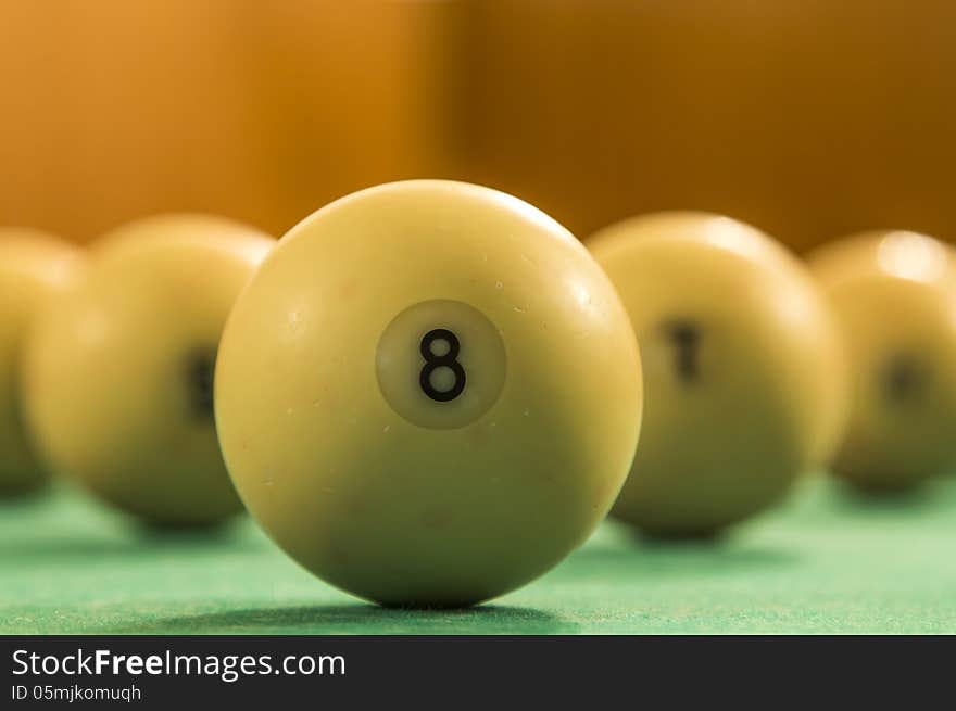 Tight focus on an old 8-ball. Tight focus on an old 8-ball