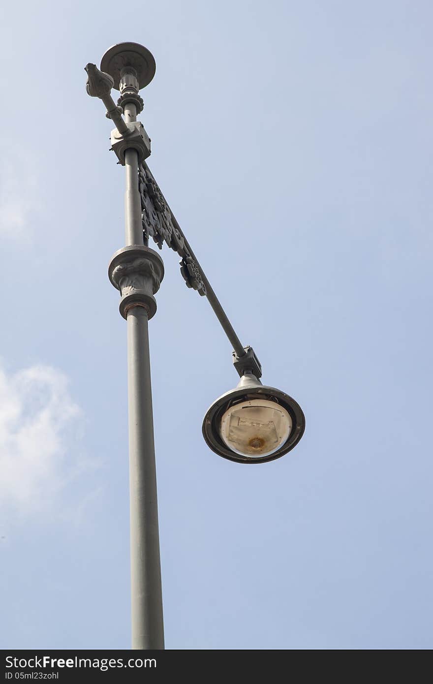 Decorated light pole on the street