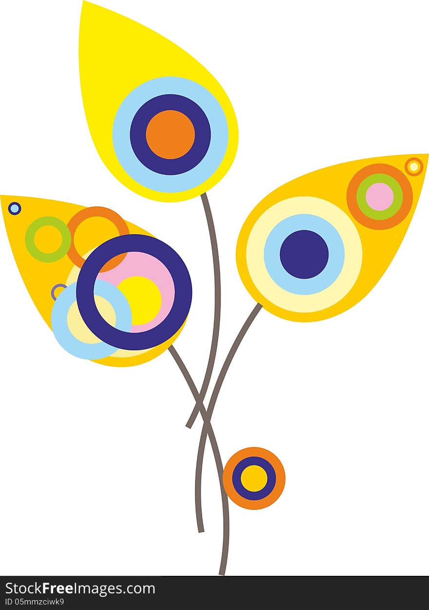 Multicolored abstract flowers illustration. Design element.