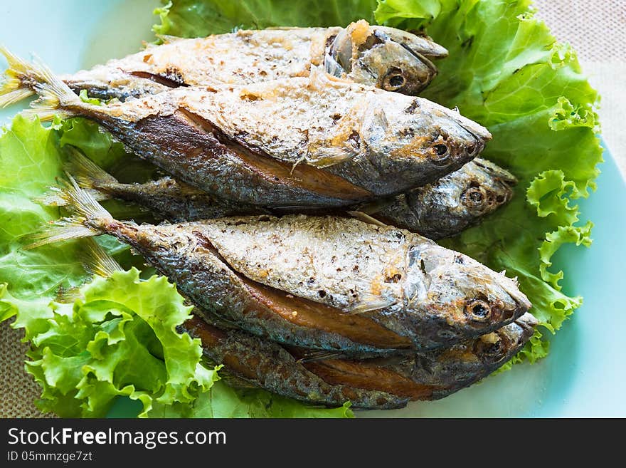 Thai local fried mackerel fish