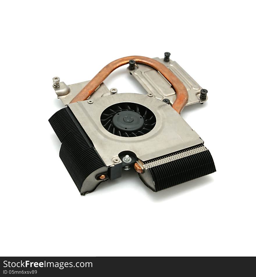 Cooling fan for Computer Central Processing Unit (CPU) on white background