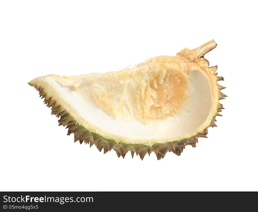 Durian fruit shell isolated on white background