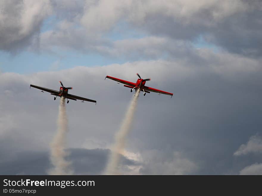 Two airplanes on air shows