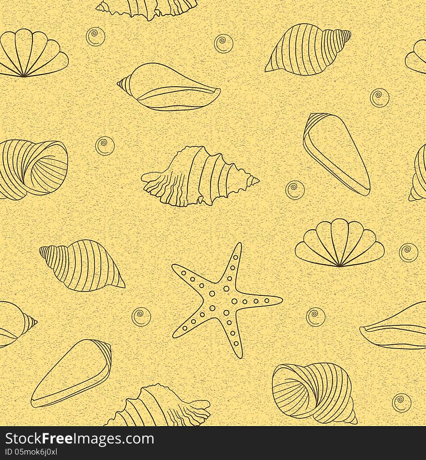 Seamless pattern with shells