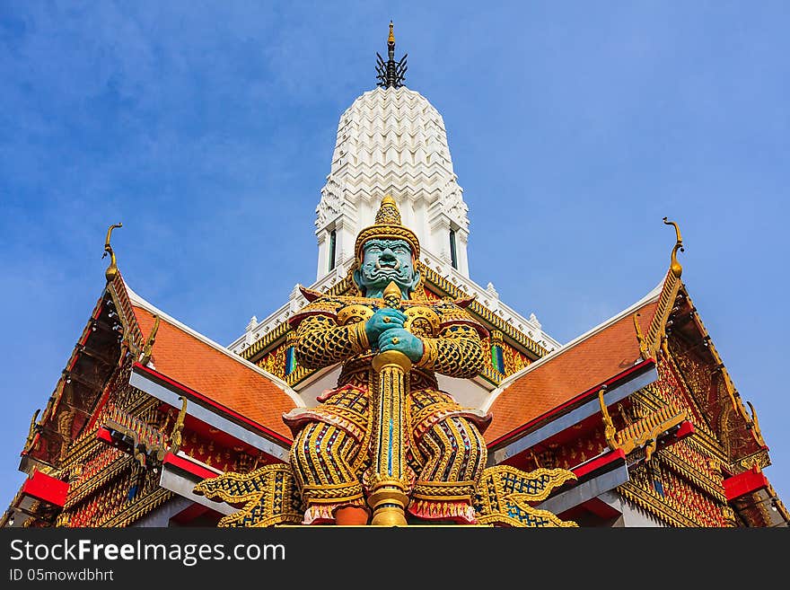 Giant Sculpture in Buddhist Temple, Ayuthaya Thailand.