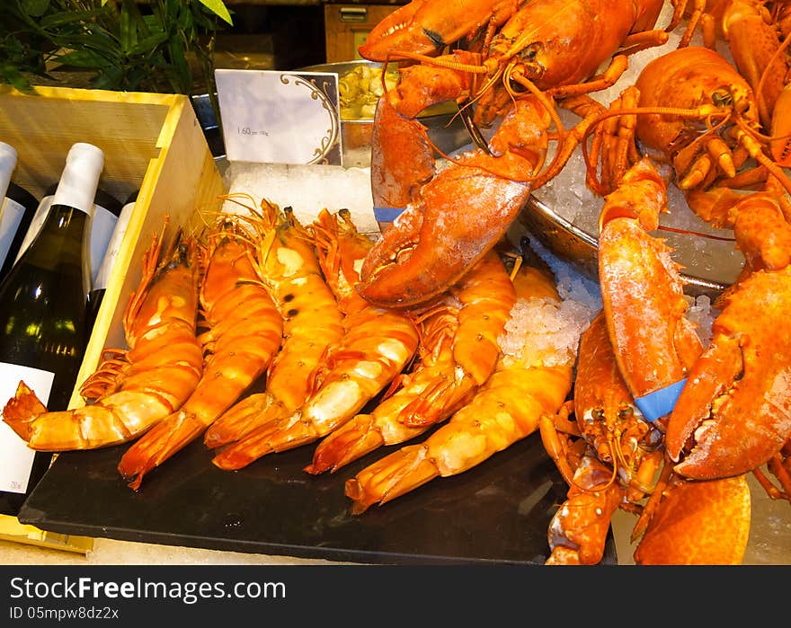 Cooked Lobster for sale in store display