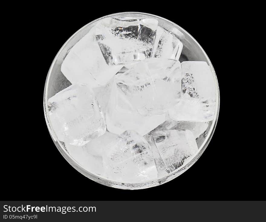 Ice cubes on black background.