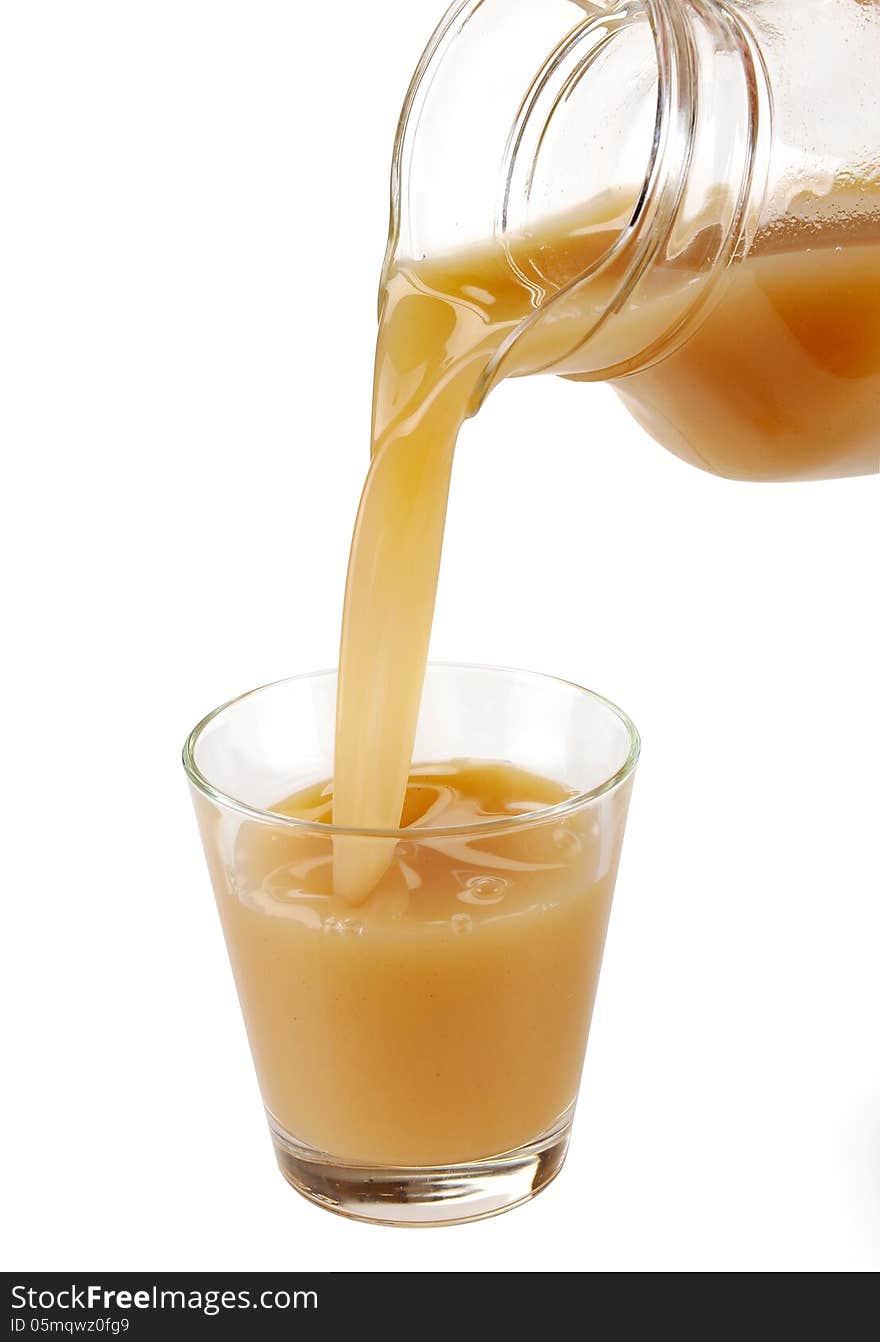 Pear juice is poured