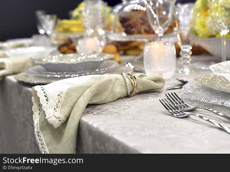 Luxury holiday place (table) setting. Luxury holiday place (table) setting