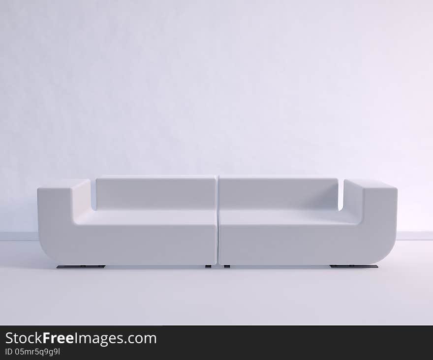 3d illustration of Couch in the White Room. 3d illustration of Couch in the White Room