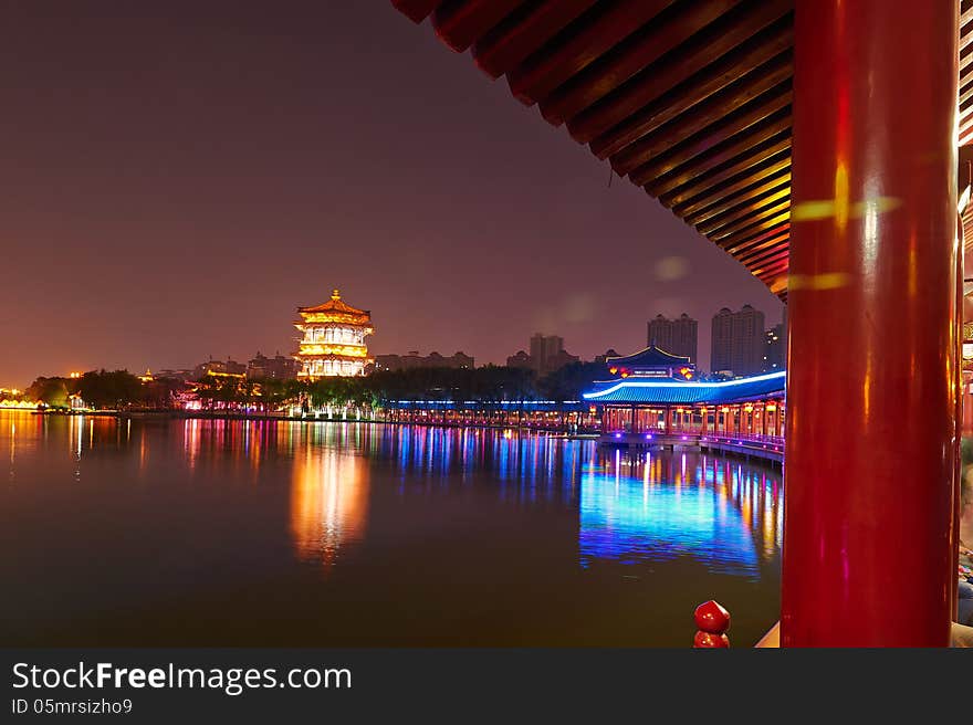 The beautiful night landscape xian