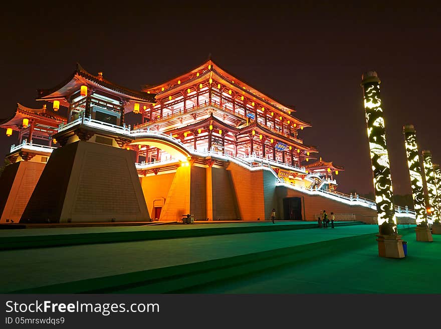 The Ziyunlou building night xian