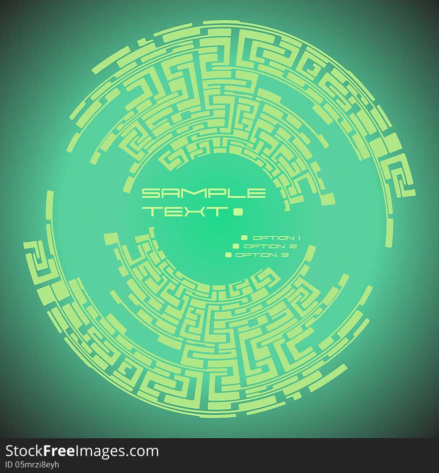 Labyrinth Pattern Round Green