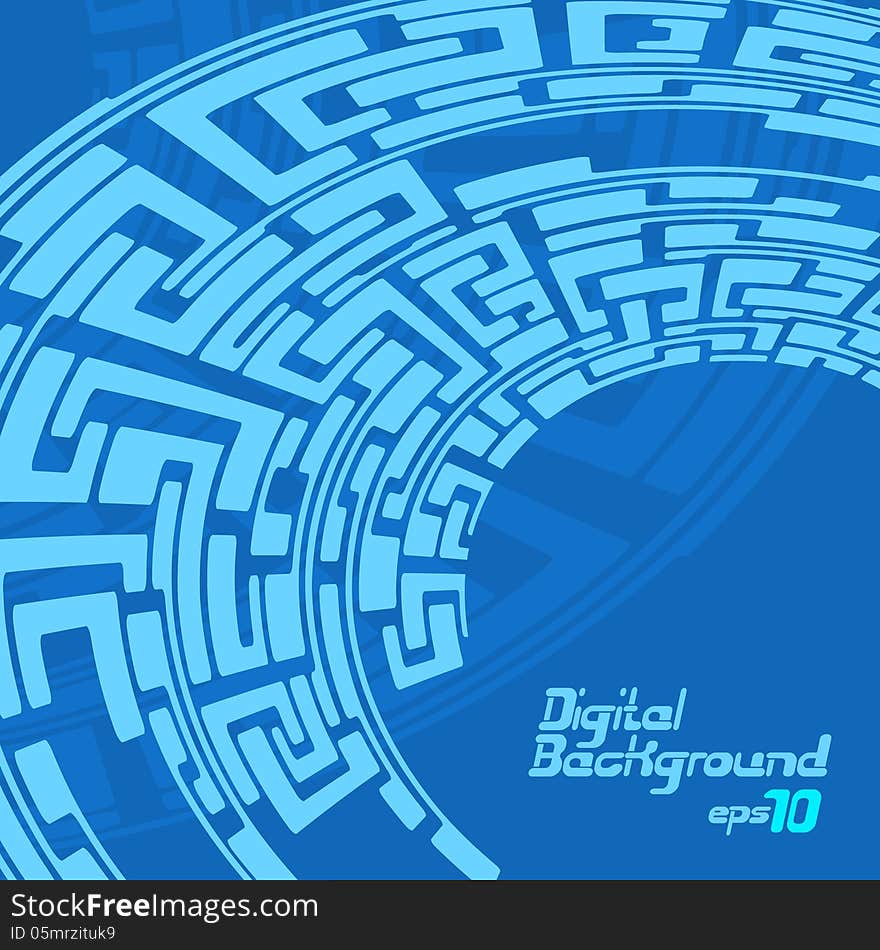 Abstract digital labyrinth pattern in blue and cyan colors. Abstract digital labyrinth pattern in blue and cyan colors