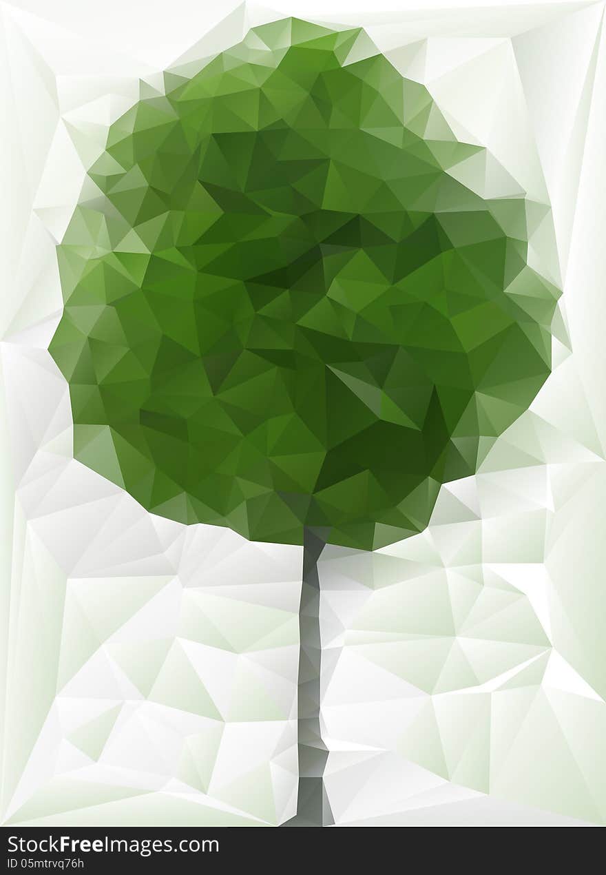 Abstract green tree made of triangles (paper look). Abstract green tree made of triangles (paper look)