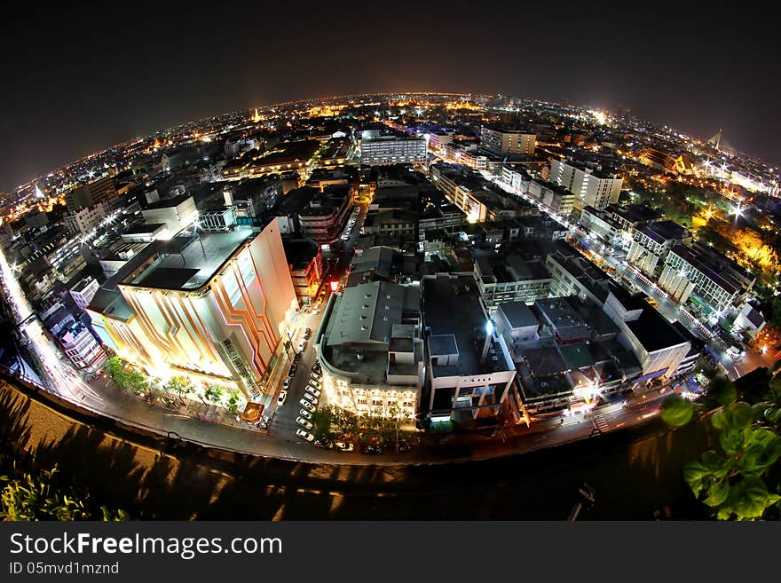 City view at twilight time