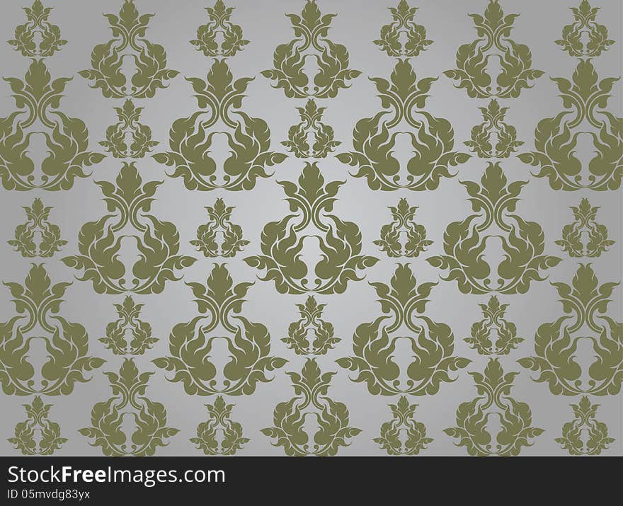 Beautiful green art pattern on a gray background