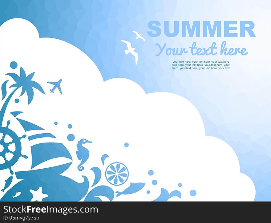 Mozaic background with cloud and vacations design elements. Mozaic background with cloud and vacations design elements