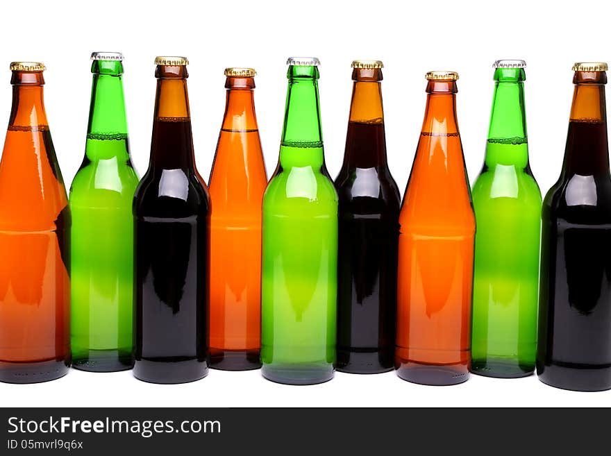 A Row Of Beer Bottles.