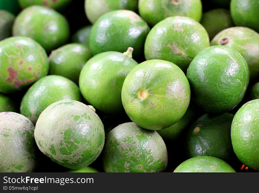 Pile of lime on market tray