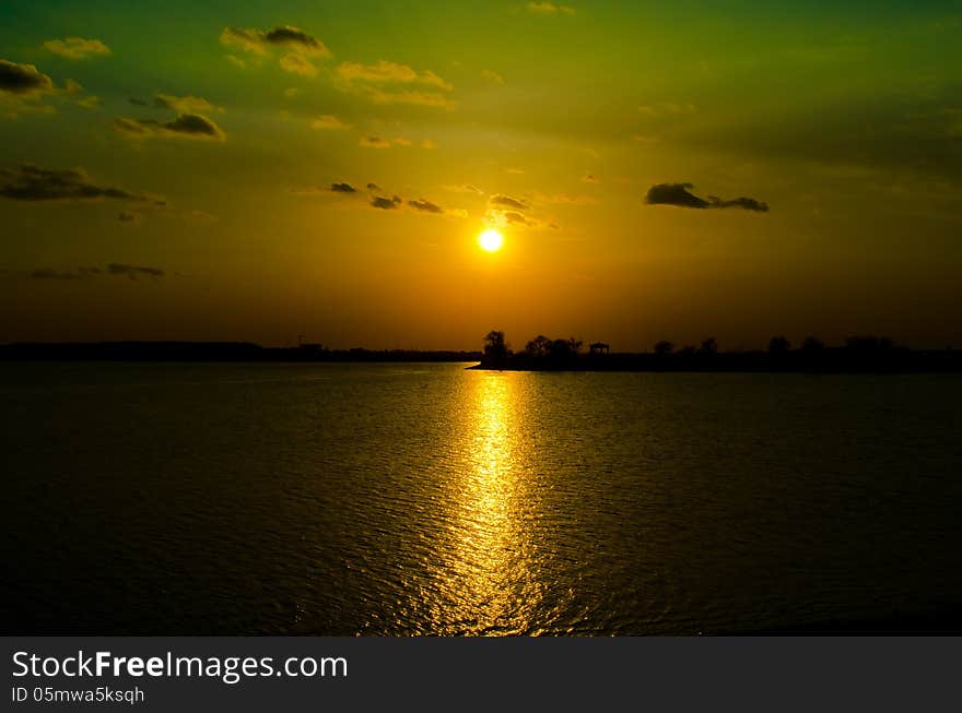 Sunset On Lake