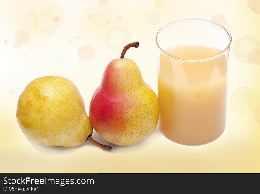 Glass of pear s juice with pears