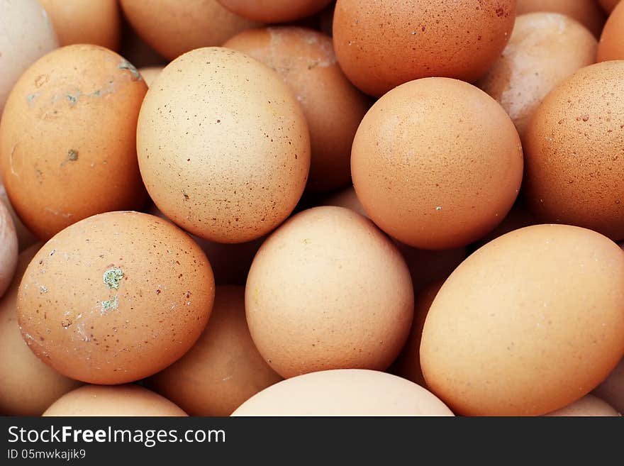 Pile of egg on market tray