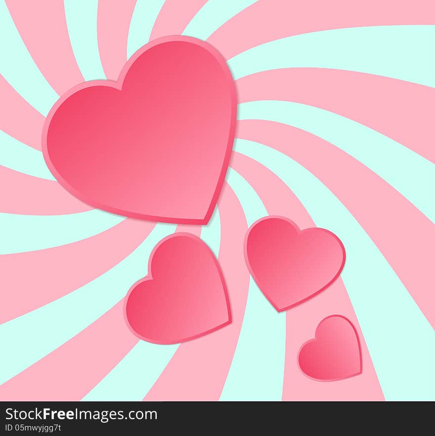 Pink Paper Hearts Background.