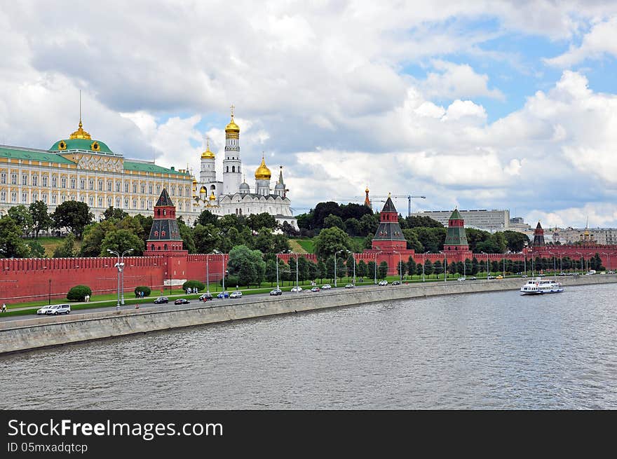 Panoramic view on Moscow Kremlin and the river. Panoramic view on Moscow Kremlin and the river