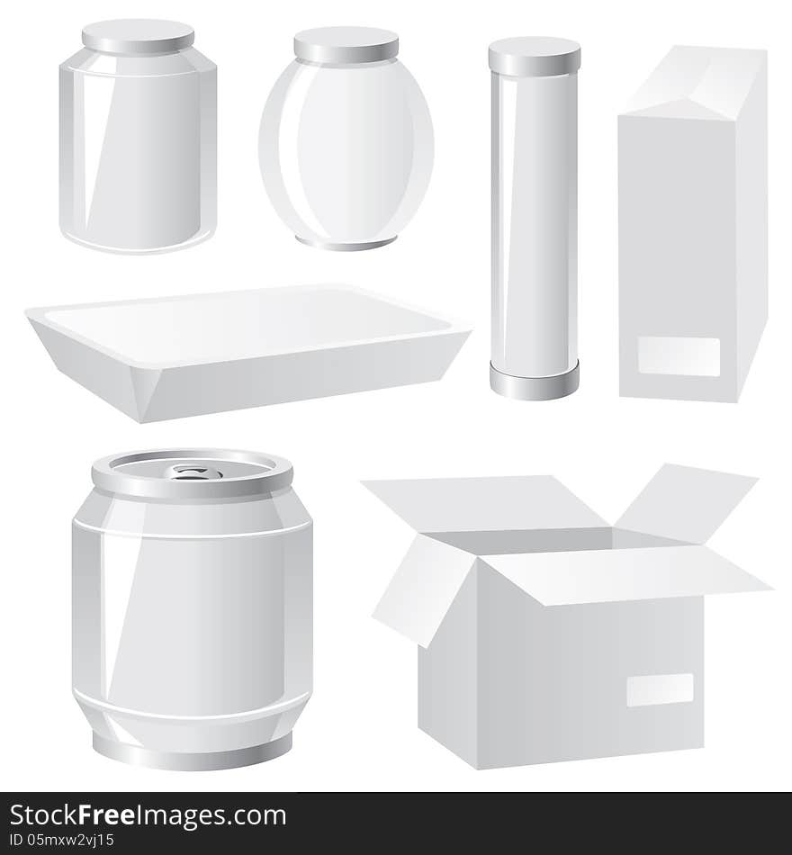 Set of images of packing containers