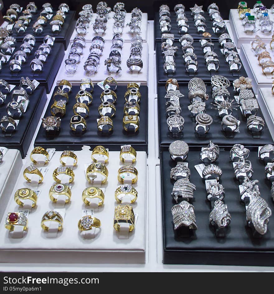 Golden Suk in Dubai, a big market, and bazaar, where almost only gold is sold all around. These are dozen of rings