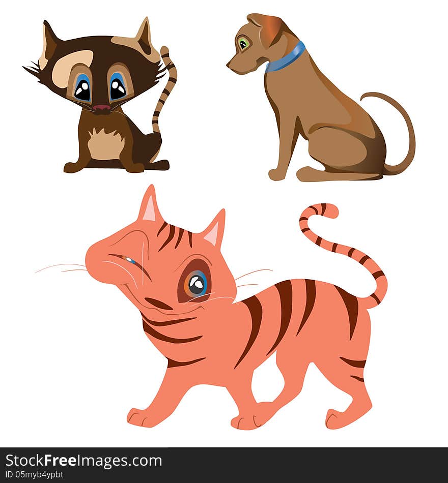 Cat and dog cartoon characters