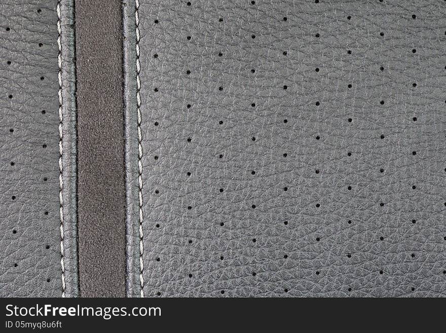 Gray leather texture with seam. Gray leather texture with seam