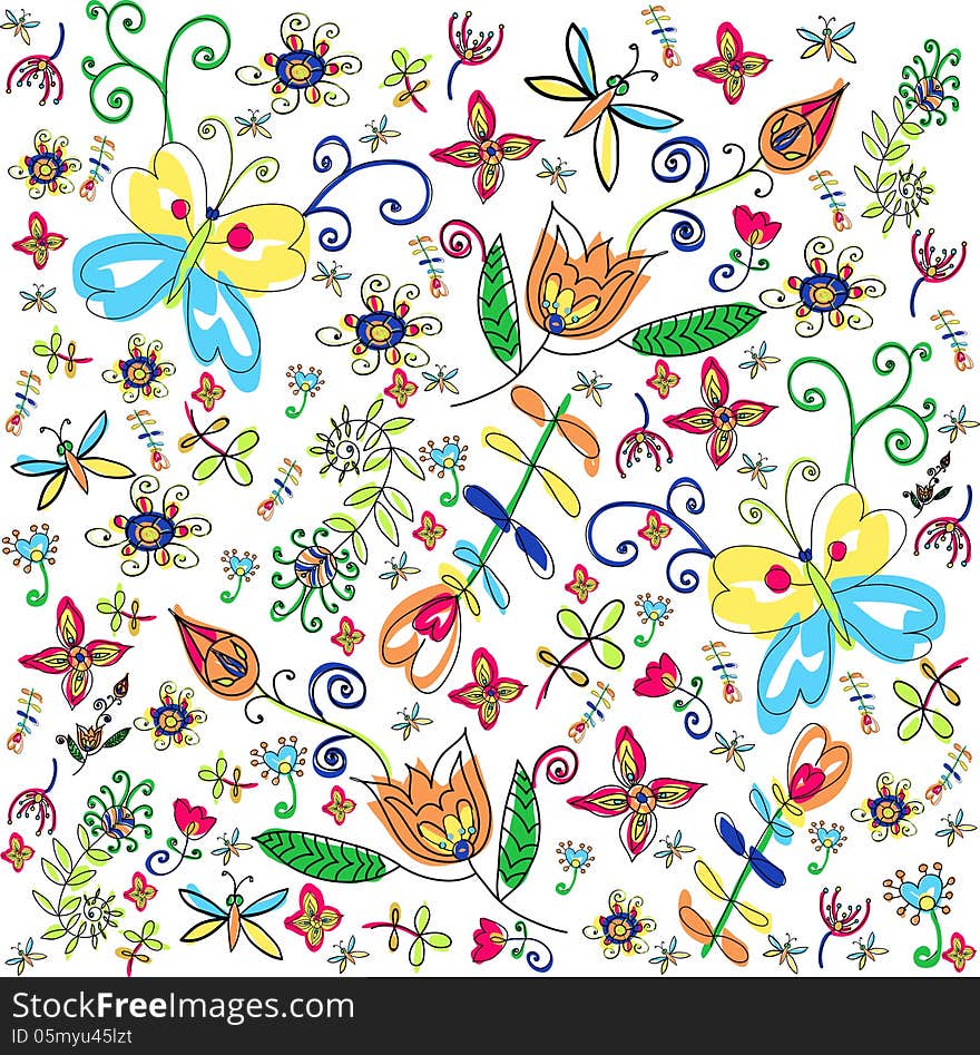 Summer floral background. This is file of EPS8 format. Summer floral background. This is file of EPS8 format.